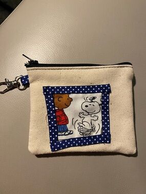 Canvas Franklin and Snoopy Accessory Pouch coin pouch with lobster clasp